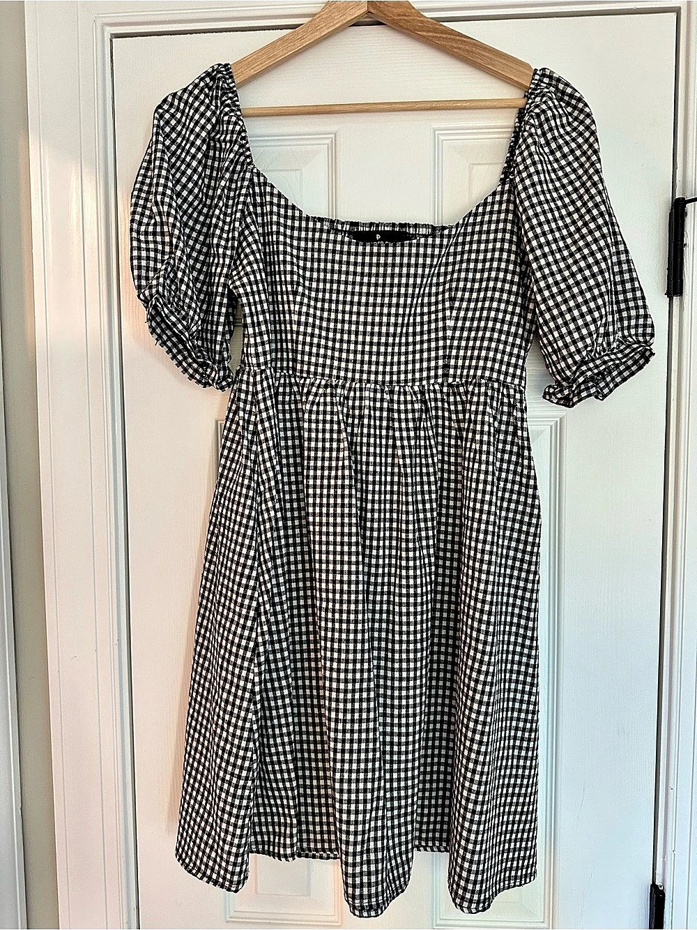Pomander Place Abigail Gingham Mini Dress Black & White Size Small